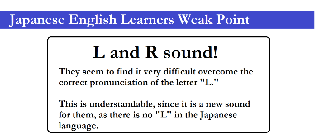 Japanese English Learners Weak Point